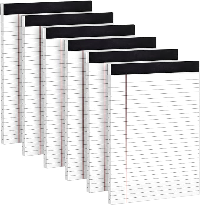 6 Pack Small Legal Pads 5x8 College Ruled White Note Pads 5x8 Writing Pads by MSKKSM