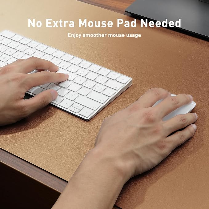 Aothia Faux Leather Desk Mat for Keyboard & Mouse | Large desk mat for keyboard - Image 3