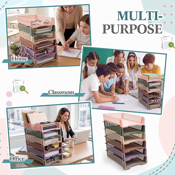 Geetery Set of 6 Turn in Trays Classroom Plastic Trays - Image 5