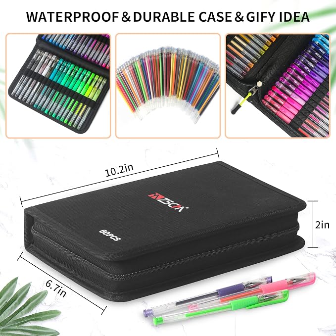 120 Pack Glitter Gel Pens Set, ZSCM 60 Colors Glitter Pens - Image 3