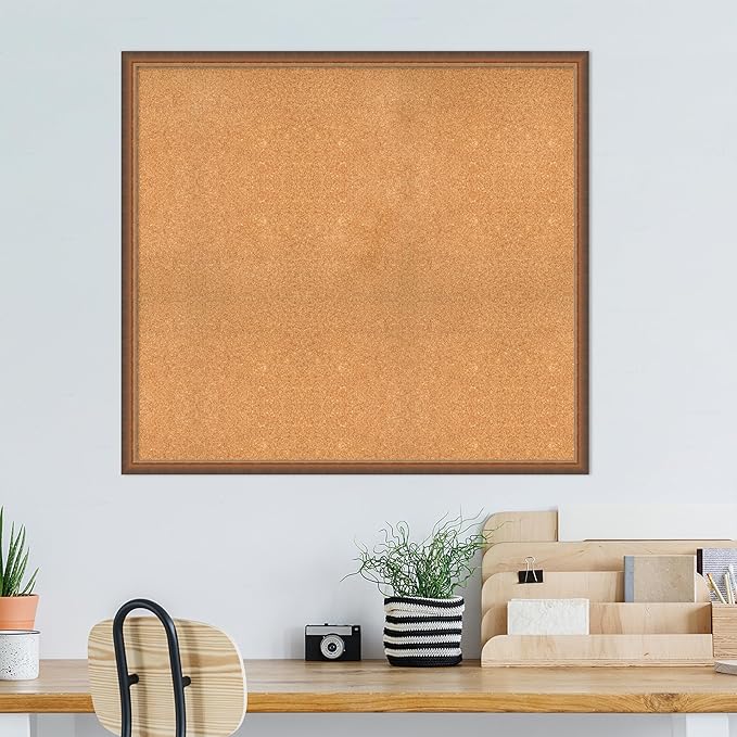 Amanti Art Natural Cork Board for Wall, 38x42 Vision Board with Bronze Frame, Oversize Corkboard Office Decor for Home Organization, Modern Corkboard Pinboard to Display Items for Home Organization-DeskLoop Office