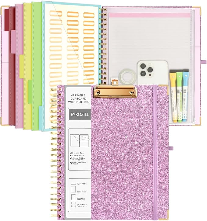 EYROZILL Clipboard Folio with Storage Pocket Organizer Folder Refillable Lined - Image 7