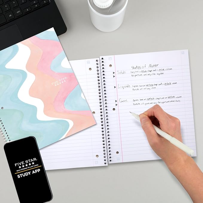 Five Star Spiral Notebook + Study App, 2 Pack, 1 Subject, Wide Ruled, 80 Sheets - Image 8