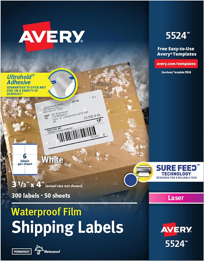 Avery Durable Waterproof Shipping Labels by Avery