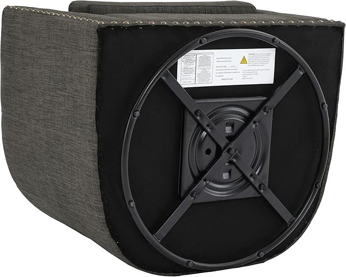 UIXE 360° Swivel Barrel Accent Chair, Modern Upholstered Arm Chair Round Club Armchair, Nailhead Trim Single Sofa Seating in Fabric for Living Room - Gray-DeskLoop Office