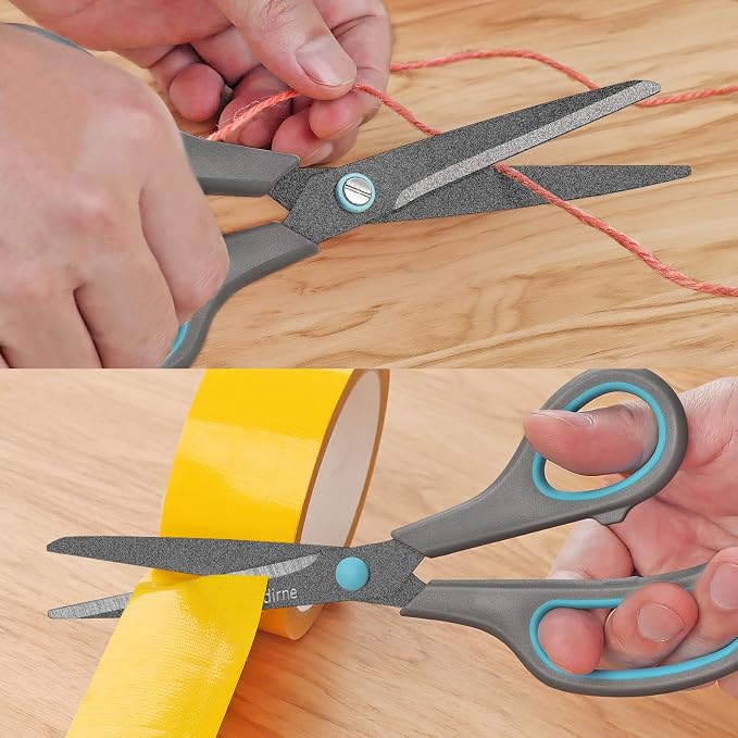Asdirne Teflon Coating Scissors, Stainless Steel Blades, Soft Grip Handle - Image 6