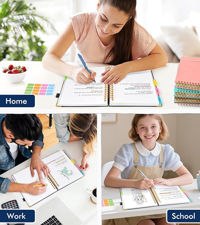 5 Subject Blank Notebook with Removable Dividers Tabs, 300 Pages Hardcover - Image 7