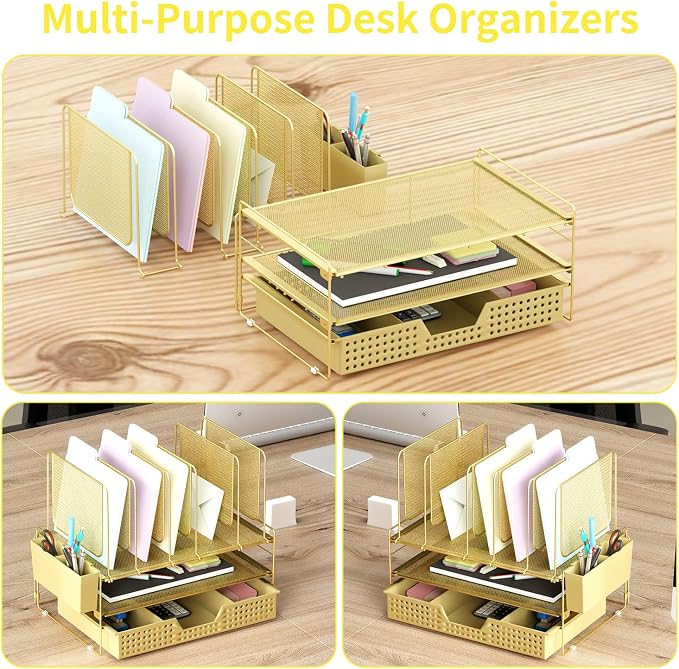 LEKETREE Gold Desk Organizer, Office Organization - Image 6
