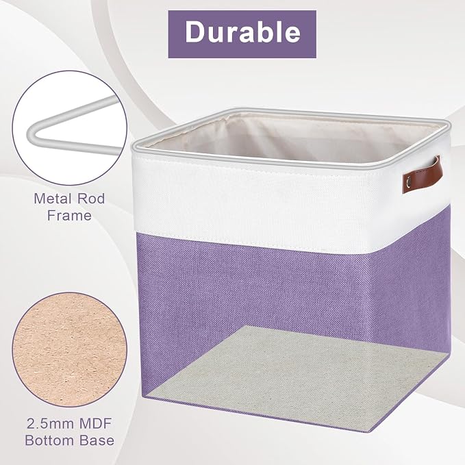 Bagnizer 13x13 Cube Storage Bins, Collapsible Fabric Storage Box, 4 Pack Closet - Image 4