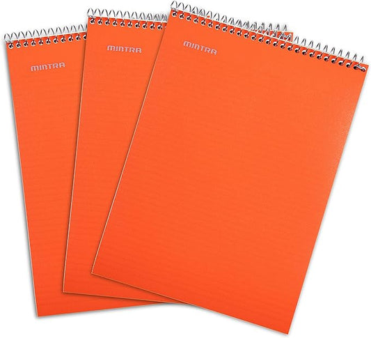 Mintra Office TOP BOUND Durable Spiral Notebooks (Orange, College Ruled 3pk)-DeskLoop Office