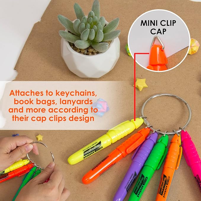 BAZIC PRODUCTS Mini Highlighters, Fluorescent, Chisel Tip, 5 Ct, cap clip - Image 6