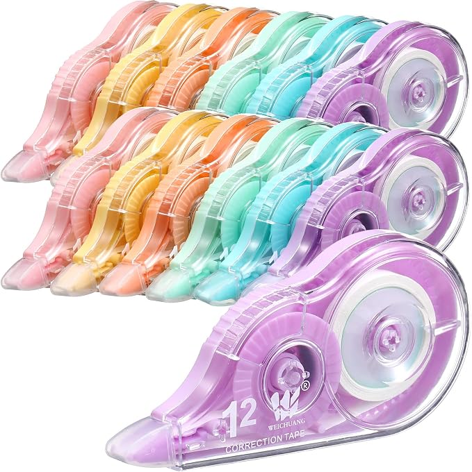 Yexiya 12 Pcs Correction Tape Eraser 0.2 Inch x 39.4 Feet White Tape Original by Yexiya