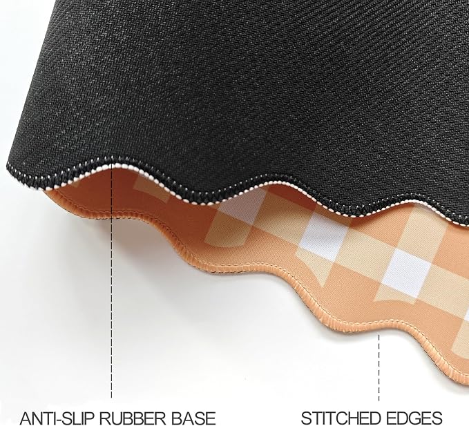Scalloped‌ Orange Checkered Gingham Desk Mat Cute Pastel Large Mouse Pad Kawaii - Image 4