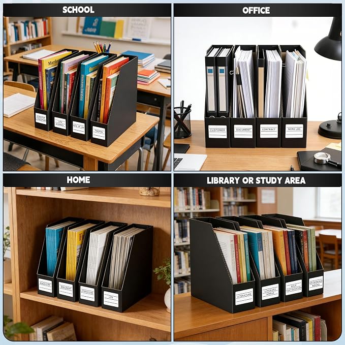 YOTINO Black Magazine Holder, 8 Pack Cardboard Magazine File Holders, Vertical - Image 7