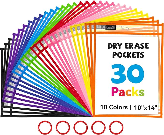 Gamenote 30 Pack Dry Erase Pockets by Gamenote