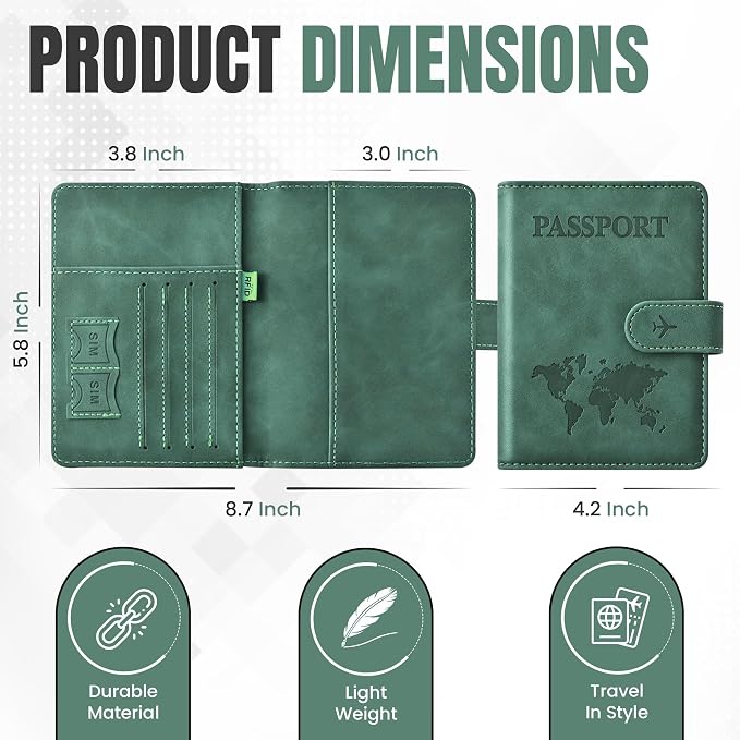 Passport Holder for Travel Essentials, Passport Wallet Cover Case for Travel - Image 3