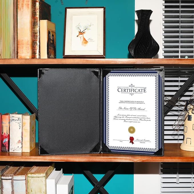 Tenare 3 Pcs Black Leather Certificate Holder 8.5 x 11" PU Phd Bachelor Master - Image 5