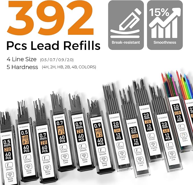 STAGEEK 25PCS Art Mechanical Pencil Set, Eraser - Image 4
