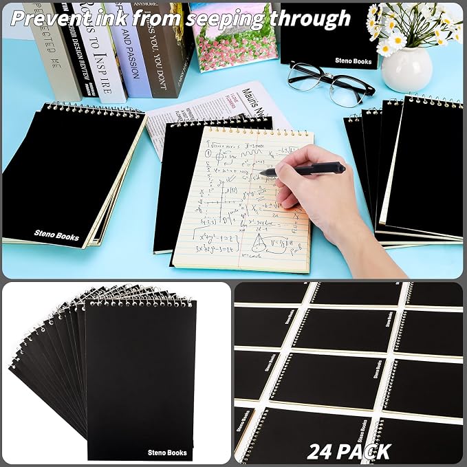 24 Pcs Steno Pads 6 x 9 in Top Spiral Notebook Bulk Pack Note Pad 1440 Total - Image 5