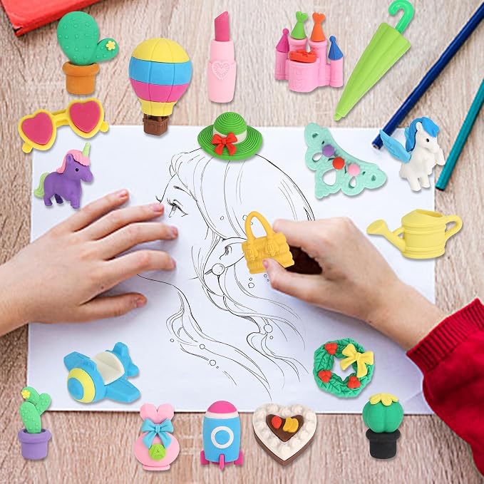 Cllayees 72 Pcs Erasers for Kids, Mini Pencil Eraser Bulk Classroom Prizes - Image 5