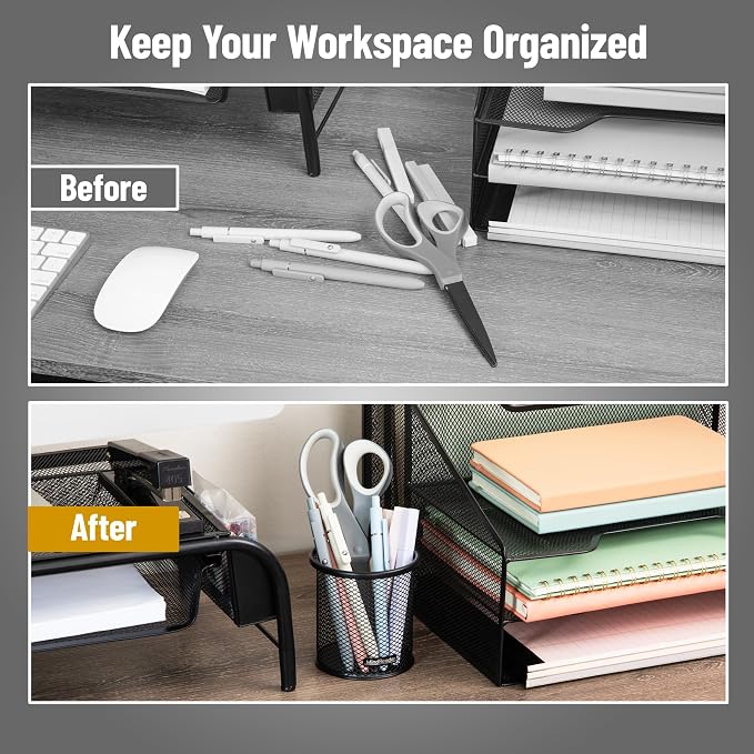 Mind Reader Pen and Accessories Holder, Desktop Organizer, Metal Mesh, 3.5"L x - Image 5