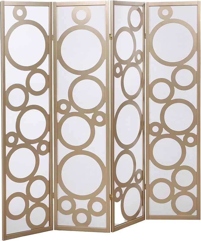 NicBex Room Divider 4 Panel Room Dividers with Circle Pattern Partition Room Dividers and Folding Privacy Screens Wall Divider for Home, Office, Room Separation,70" W x 1" D x 70" H, Gold-DeskLoop Office
