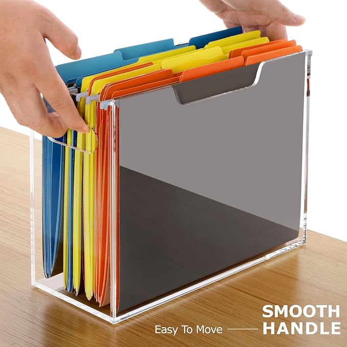 Acrylic Hanging File Folder Organizer, Letter Size Clear Filing Organizer Box - Image 3