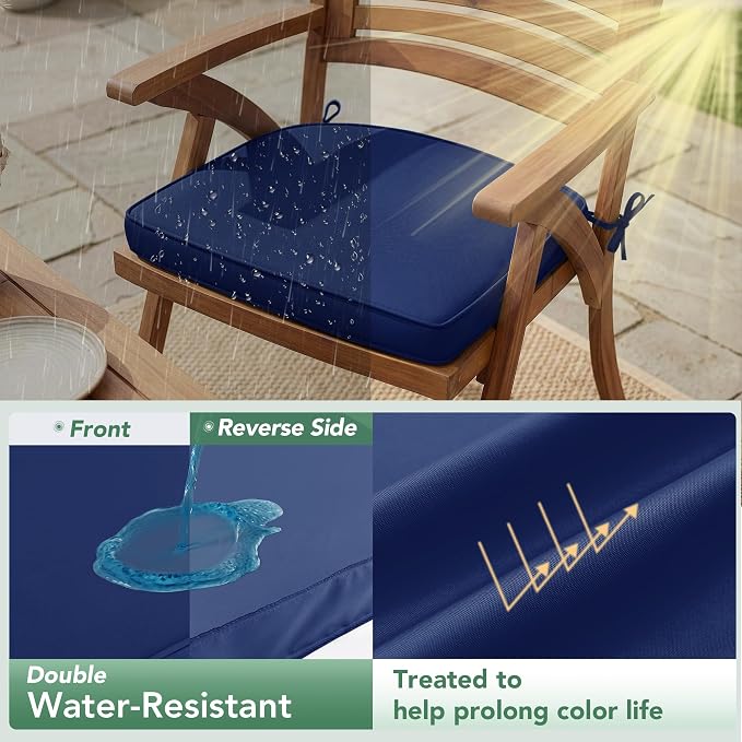 Outdoor Chair Cushions Set of 2: Waterproof & Fade Resistant Patio Furniture - Image 3