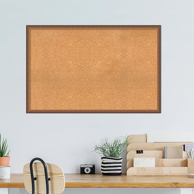 Amanti Art Natural Cork Board for Wall, 30x46 Vision Board with Bronze Frame, Oversize Corkboard Office Decor for Home Organization, Modern Corkboard Pinboard to Display Items for Home Organization-DeskLoop Office