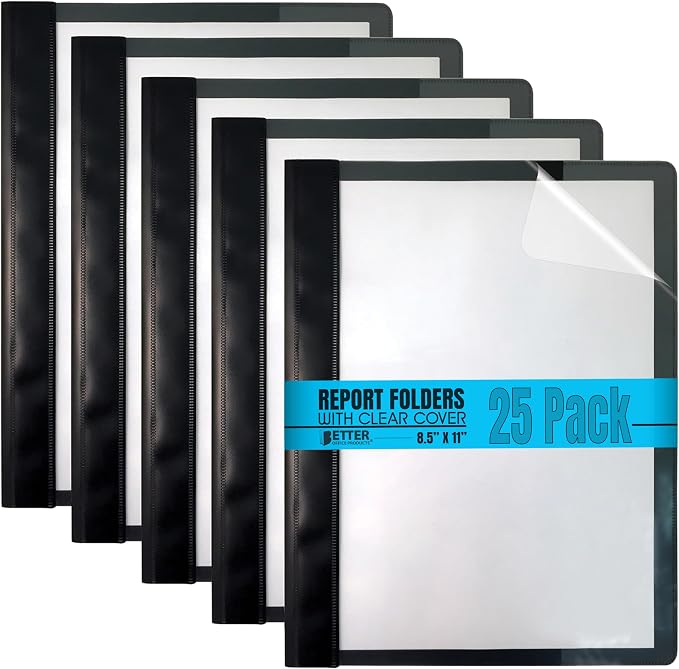 Better Office Products Ultra Durable Clear Front Report Covers, 25 Per Box by BetterOfficeProducts