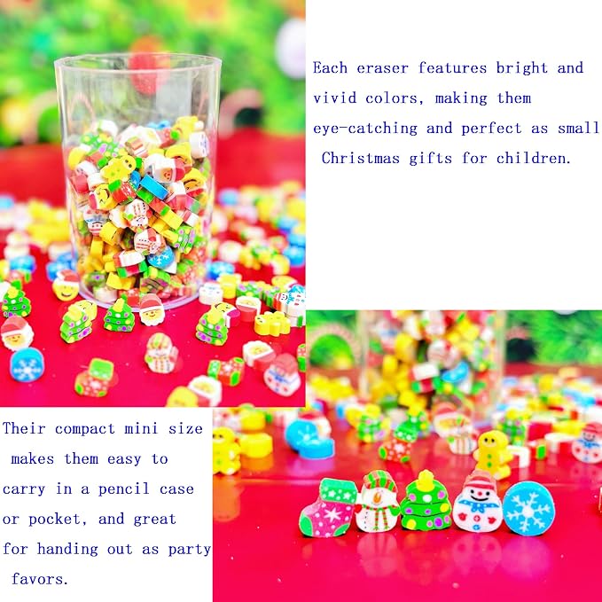 400PCS Mini Cute Christmas Erasers - Image 4