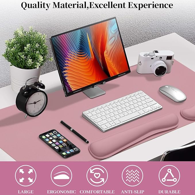 Mouse Pad and Keyboard Wrist Rest, 3-in-1 Keyboard and Mouse Pad Set, Ergonomic - Image 3