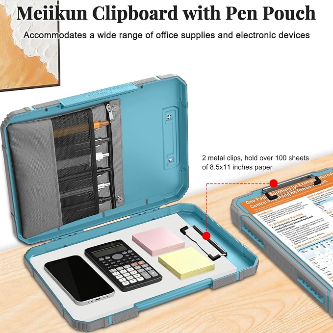 Meiikun Clipboard with Storage, Rugged Shockproof Protective, Internal Pen - Image 5