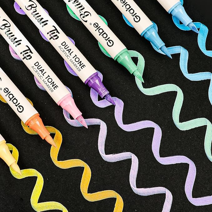 Grabie 72 Colors Acrylic Paint Markers, Soft Brush Tip Acrylic Markers Set, Paint Pens for Wood, Fabric, Canvas, Glass, Stone, Canvas, Rock Painting and DIY Crafts Art Supplies-DeskLoop Office