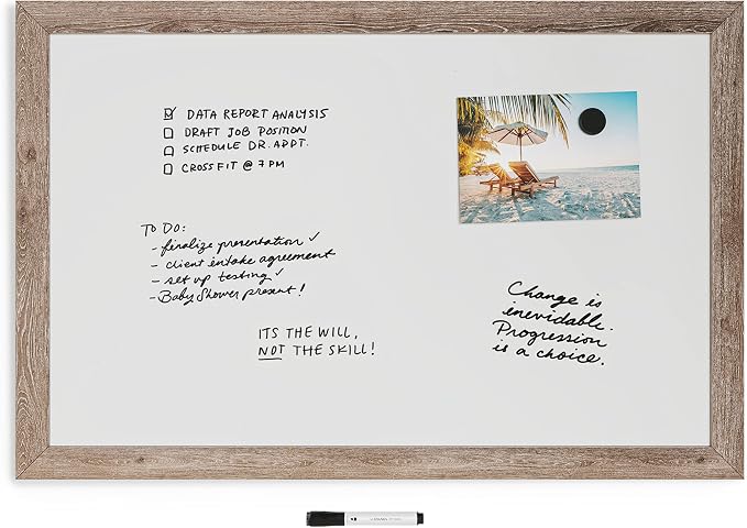 U Brands Decor Magnetic Dry Erase Board White Board, Rustic Wood Frame - Image 3
