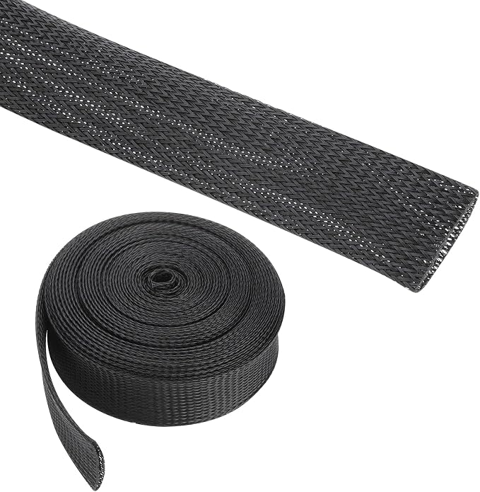 25ft PET Expandable Wire Loom 1.2 inch, PET Braided Wire Sleeving Cable by Rebower