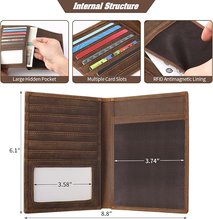 Jack&Chris Leather Passport Holder RFID Blocking Passport Travel Wallet Cover - Image 6