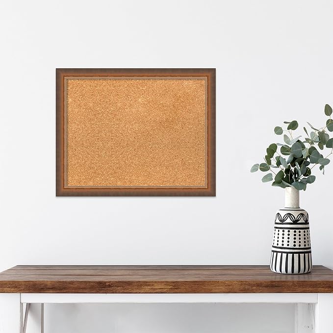 Amanti Art Natural Cork Board for Wall, 16x20 Vision Board with Bronze Frame, Small Corkboard Office Decor for Home Organization, Modern Corkboard Pinboard to Display Items for Home Organization in-DeskLoop Office