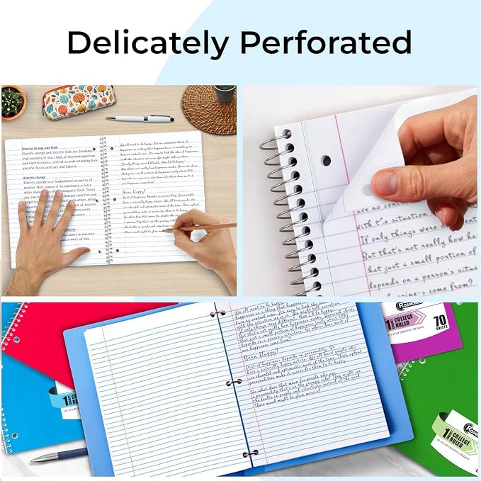 Rosmonde 720 Packs 1 Subject Notebooks, Spiral Notebook Bulk, College Ruled - Image 3