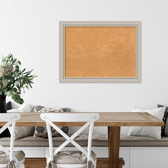 Amanti Art Natural Cork Board for Wall, 24x32 Vision Board with Silver Wood Frame, Medium Corkboard Office Decor for Home Organization, Casual Corkboard Pinboard to display items for home organization-DeskLoop Office