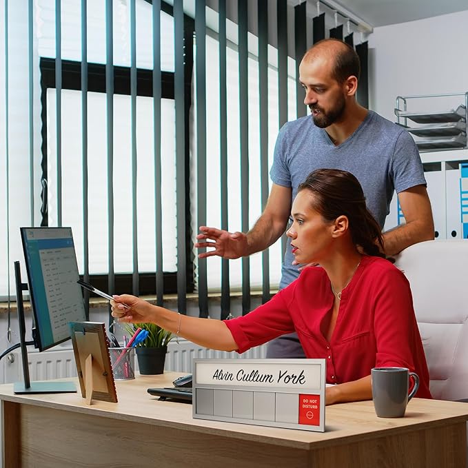 Name Plate for Desk& Office Door Sign, 6 Options Do Not Disturb, In A Meeting - Image 7