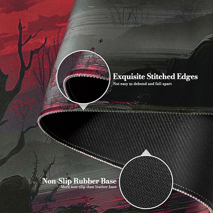 iCasso Desk Protector Mat, Large Japanese Mouse Pad, Stable Rubber Base Mousepad - Image 5