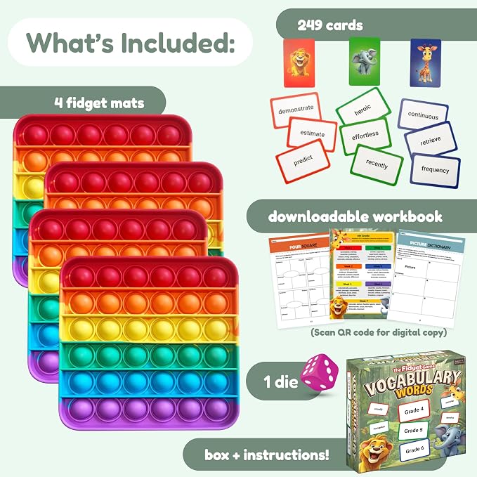 THE FIDGET GAME Vocabulary Words, Flash Card Game, Grade 4-6, Ages 9-12 - Image 2