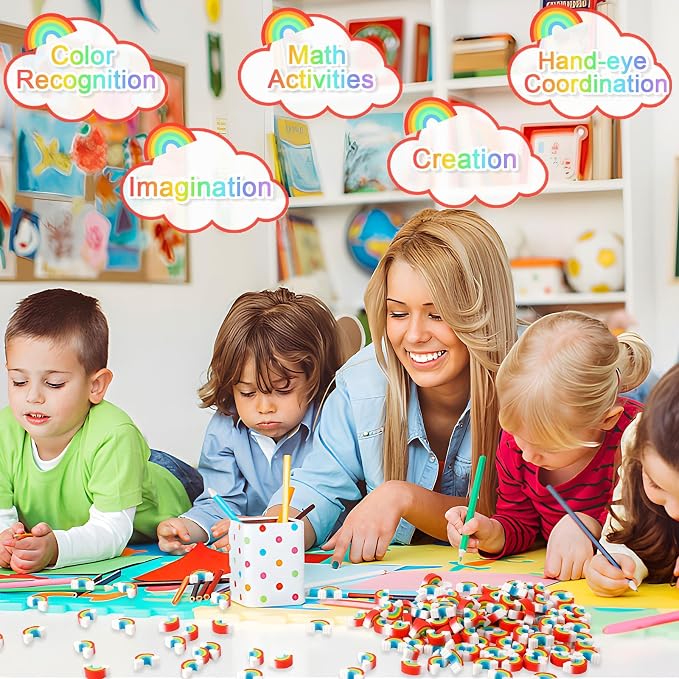 JUNEBRUSHS 150Pcs Rainbow mini Erasers, St. Patrick's Mini Erasers Cute Pencil - Image 4