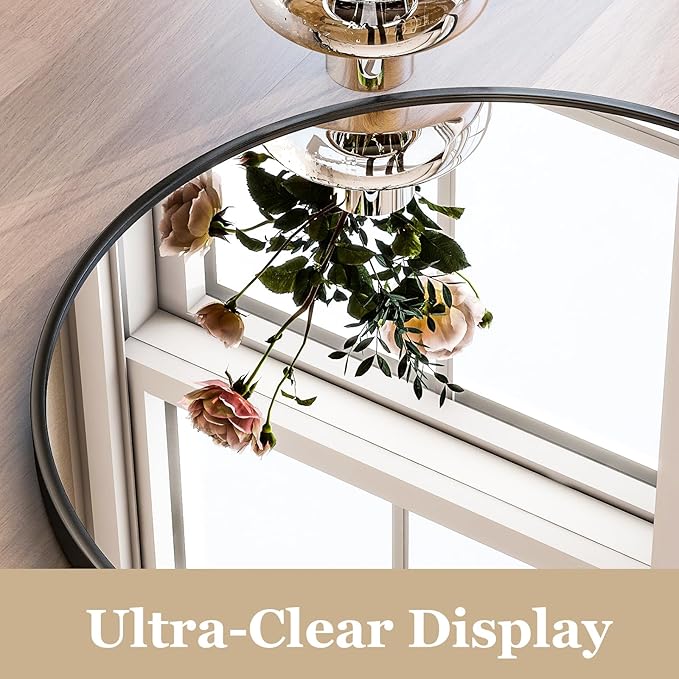 HARRITPURE Arched Full Length Mirror - 64" x 21" Large Floor Mirror Aluminum Frame Dressing Mirror with Stand for Bedroom/Living Room Wall Mounted, Black-DeskLoop Office