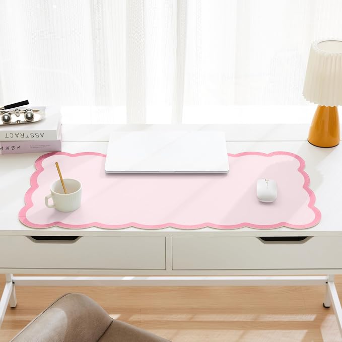 Scalloped Desk Mat, 31.5" x 15.7" Large Cute Aesthetic Desk Accessories - Image 2