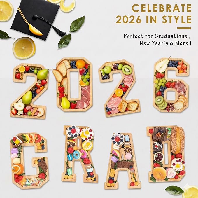 4PCS Wooden Graduation Decorations Number Charcuterie Board Box- 2026 - Image 5