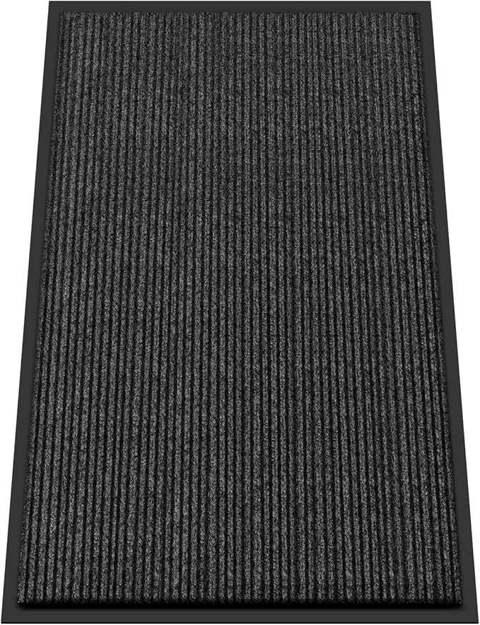 Kuyal Front Door Mat, 3'x5' Indoor Outdoor Entrance Mat, Commercial Floor Mats Inside Outside Entrance, Heavy Duty Durable Welcome, Rubber Backing Non Slip Outdoor Mats for Entryway,Black-DeskLoop Office