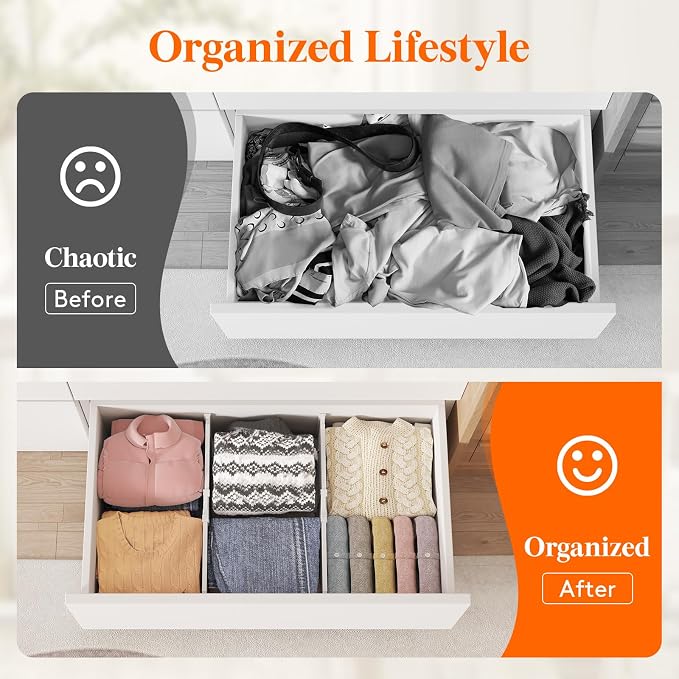 Lifewit 8" Tall 6 Pack Drawer Dividers, 13.8"-22.2" Adjustable Deep Drawer - Image 8