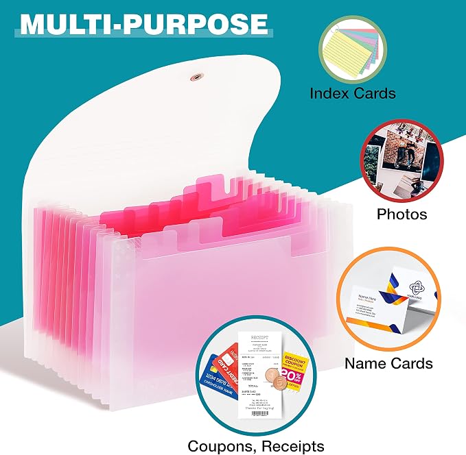 H4D Coupon Receipt Holder, 13 Pocket Accordion File Organizer, 7x4.5 Inches - Image 4